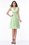 ColsBM Haley Pale Green Modern Fit-n-Flare Sleeveless Zip up Chiffon Knee Length Prom Dresses
