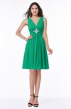 ColsBM Haley Pepper Green Modern Fit-n-Flare Sleeveless Zip up Chiffon Knee Length Prom Dresses