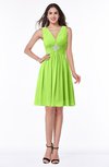 ColsBM Haley Sharp Green Modern Fit-n-Flare Sleeveless Zip up Chiffon Knee Length Prom Dresses