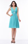 ColsBM Haley Turquoise Modern Fit-n-Flare Sleeveless Zip up Chiffon Knee Length Prom Dresses