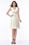 ColsBM Haley Whisper White Modern Fit-n-Flare Sleeveless Zip up Chiffon Knee Length Prom Dresses