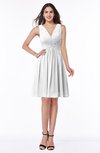 ColsBM Haley White Modern Fit-n-Flare Sleeveless Zip up Chiffon Knee Length Prom Dresses