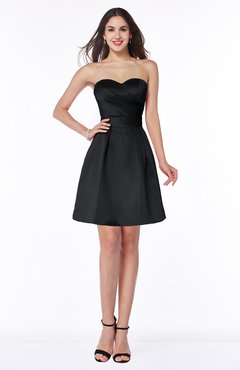 ColsBM Prudence Black Classic A-line Half Backless Knee Length Ruching Little Black Dresses