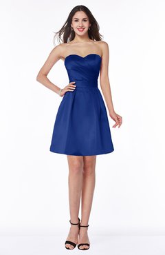 ColsBM Prudence Electric Blue Classic A-line Half Backless Knee Length Ruching Little Black Dresses