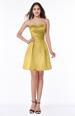 ColsBM Prudence Misted Yellow Classic A-line Half Backless Knee Length Ruching Little Black Dresses