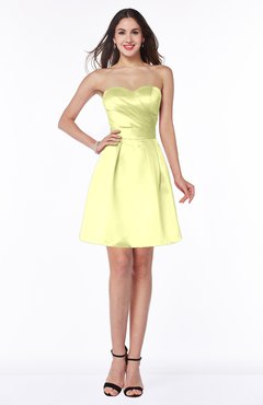 ColsBM Prudence Wax Yellow Classic A-line Half Backless Knee Length Ruching Little Black Dresses