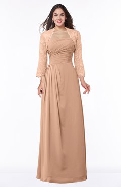 ColsBM Camila Almost Apricot Modest Strapless Zip up Floor Length Lace Mother of the Bride Dresses