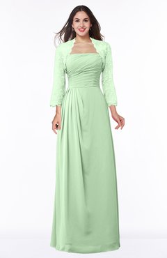 ColsBM Camila Light Green Modest Strapless Zip up Floor Length Lace Mother of the Bride Dresses