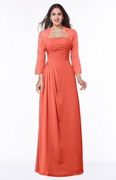 ColsBM Camila Living Coral Modest Strapless Zip up Floor Length Lace Mother of the Bride Dresses