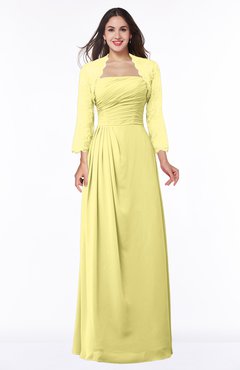 ColsBM Camila Pastel Yellow Modest Strapless Zip up Floor Length Lace Mother of the Bride Dresses