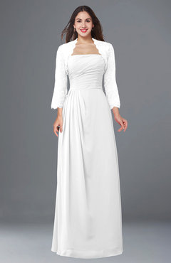 ColsBM Camila White Modest Strapless Zip up Floor Length Lace Mother of the Bride Dresses