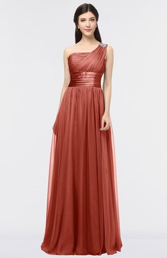 ColsBM Lyra Rust Mature Asymmetric Neckline Zip up Floor Length Appliques Bridesmaid Dresses