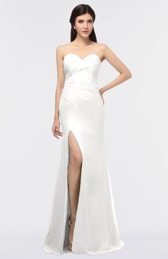 ColsBM Claudia Cloud White Mature Sheath Strapless Sleeveless Floor Length Ruching Bridesmaid Dresses