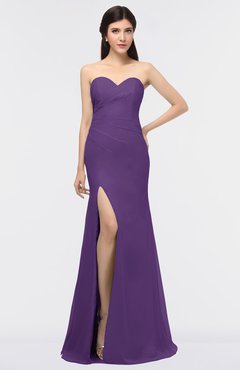 ColsBM Claudia Dark Purple Mature Sheath Strapless Sleeveless Floor Length Ruching Bridesmaid Dresses