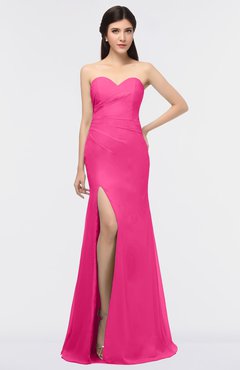 ColsBM Claudia Fandango Pink Mature Sheath Strapless Sleeveless Floor Length Ruching Bridesmaid Dresses