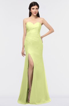 ColsBM Claudia Lime Green Mature Sheath Strapless Sleeveless Floor Length Ruching Bridesmaid Dresses