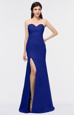 ColsBM Claudia Nautical Blue Mature Sheath Strapless Sleeveless Floor Length Ruching Bridesmaid Dresses