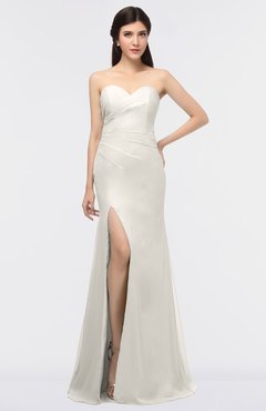 ColsBM Claudia Off White Mature Sheath Strapless Sleeveless Floor Length Ruching Bridesmaid Dresses