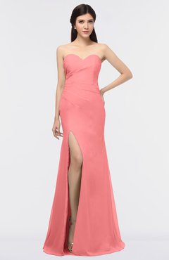 ColsBM Claudia Shell Pink Mature Sheath Strapless Sleeveless Floor Length Ruching Bridesmaid Dresses