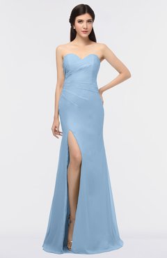 ColsBM Claudia Sky Blue Mature Sheath Strapless Sleeveless Floor Length Ruching Bridesmaid Dresses