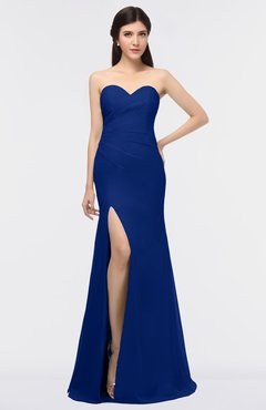 ColsBM Claudia Sodalite Blue Mature Sheath Strapless Sleeveless Floor Length Ruching Bridesmaid Dresses