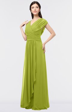 ColsBM Cecilia Green Oasis Modern A-line Short Sleeve Zip up Floor Length Ruching Bridesmaid Dresses