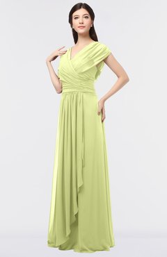 ColsBM Cecilia Lime Sherbet Modern A-line Short Sleeve Zip up Floor Length Ruching Bridesmaid Dresses