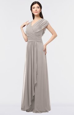 ColsBM Cecilia Mushroom Modern A-line Short Sleeve Zip up Floor Length Ruching Bridesmaid Dresses