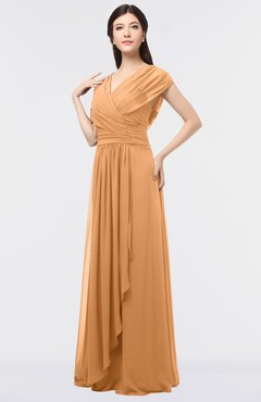 ColsBM Cecilia Pheasant Modern A-line Short Sleeve Zip up Floor Length Ruching Bridesmaid Dresses
