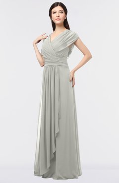 ColsBM Cecilia Platinum Modern A-line Short Sleeve Zip up Floor Length Ruching Bridesmaid Dresses