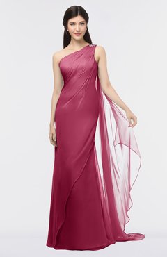 ColsBM Helena Burgundy Elegant Asymmetric Neckline Sleeveless Zip up Floor Length Bridesmaid Dresses