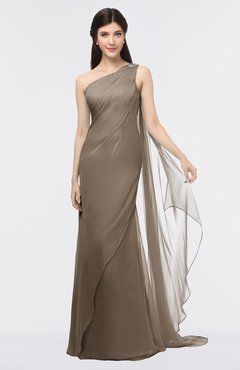 ColsBM Helena Chocolate Brown Elegant Asymmetric Neckline Sleeveless Zip up Floor Length Bridesmaid Dresses