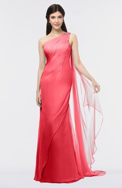 ColsBM Helena Coral Elegant Asymmetric Neckline Sleeveless Zip up Floor Length Bridesmaid Dresses