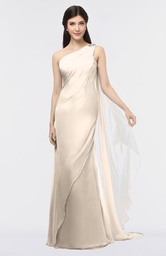 ColsBM Helena Cream Tan Elegant Asymmetric Neckline Sleeveless Zip up Floor Length Bridesmaid Dresses