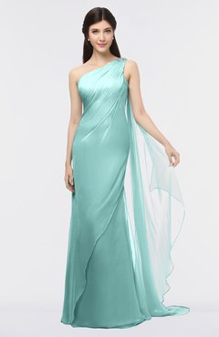 ColsBM Helena Eggshell Blue Elegant Asymmetric Neckline Sleeveless Zip up Floor Length Bridesmaid Dresses
