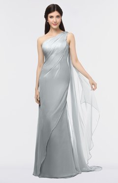 ColsBM Helena Frost Grey Elegant Asymmetric Neckline Sleeveless Zip up Floor Length Bridesmaid Dresses