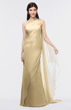 ColsBM Helena Gold Elegant Asymmetric Neckline Sleeveless Zip up Floor Length Bridesmaid Dresses
