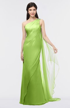 ColsBM Helena Greenery Elegant Asymmetric Neckline Sleeveless Zip up Floor Length Bridesmaid Dresses