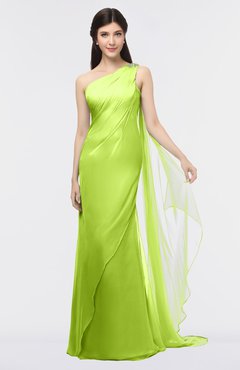 ColsBM Helena Lime Green Elegant Asymmetric Neckline Sleeveless Zip up Floor Length Bridesmaid Dresses