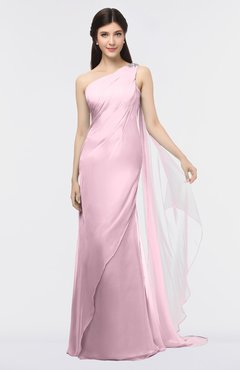 ColsBM Helena Mist Pink Elegant Asymmetric Neckline Sleeveless Zip up Floor Length Bridesmaid Dresses