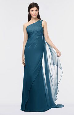 ColsBM Helena Moroccan Blue Elegant Asymmetric Neckline Sleeveless Zip up Floor Length Bridesmaid Dresses