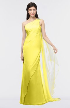 ColsBM Helena Pale Yellow Elegant Asymmetric Neckline Sleeveless Zip up Floor Length Bridesmaid Dresses