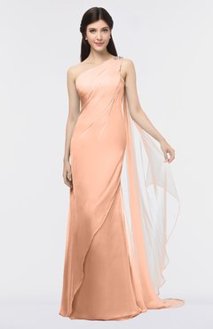 ColsBM Helena Peach Nectar Elegant Asymmetric Neckline Sleeveless Zip up Floor Length Bridesmaid Dresses