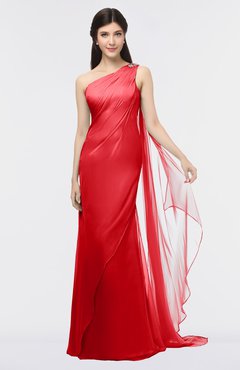 ColsBM Helena Red Elegant Asymmetric Neckline Sleeveless Zip up Floor Length Bridesmaid Dresses