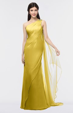 ColsBM Helena Sauterne Elegant Asymmetric Neckline Sleeveless Zip up Floor Length Bridesmaid Dresses