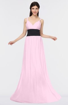 ColsBM Piper Baby Pink Plain A-line Spaghetti Zip up Floor Length Bow Bridesmaid Dresses