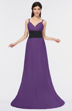 ColsBM Piper Dark Purple Plain A-line Spaghetti Zip up Floor Length Bow Bridesmaid Dresses