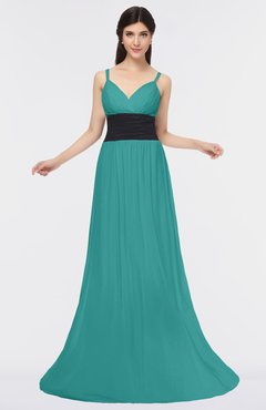 ColsBM Piper Emerald Green Plain A-line Spaghetti Zip up Floor Length Bow Bridesmaid Dresses