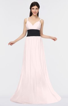 ColsBM Piper Light Pink Plain A-line Spaghetti Zip up Floor Length Bow Bridesmaid Dresses