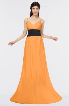 ColsBM Piper Orange Plain A-line Spaghetti Zip up Floor Length Bow Bridesmaid Dresses